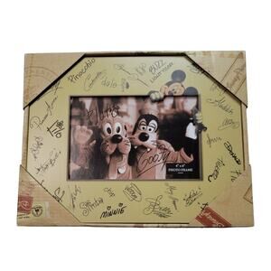 Disney Park Mickey and Friends Photo Frame with Characters Autographs 4"X6"